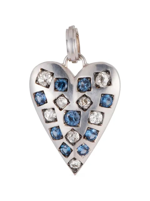 Sylva & Cie diamond and sapphire heart pendant