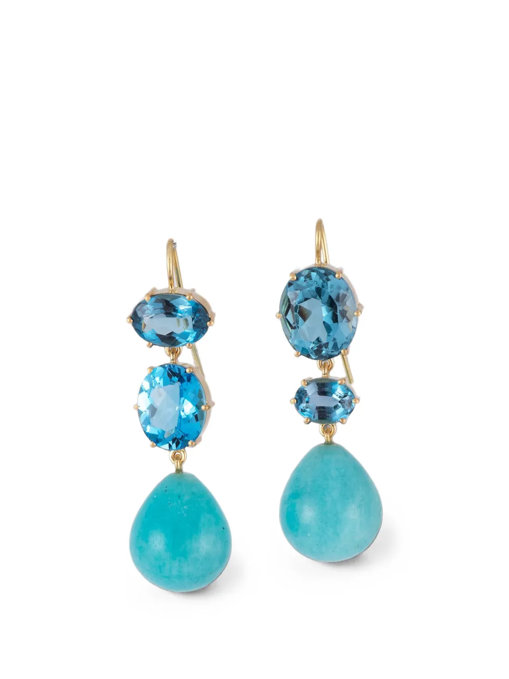 Sylva & Cie Blue Topaz Amazonite Drop Earrings