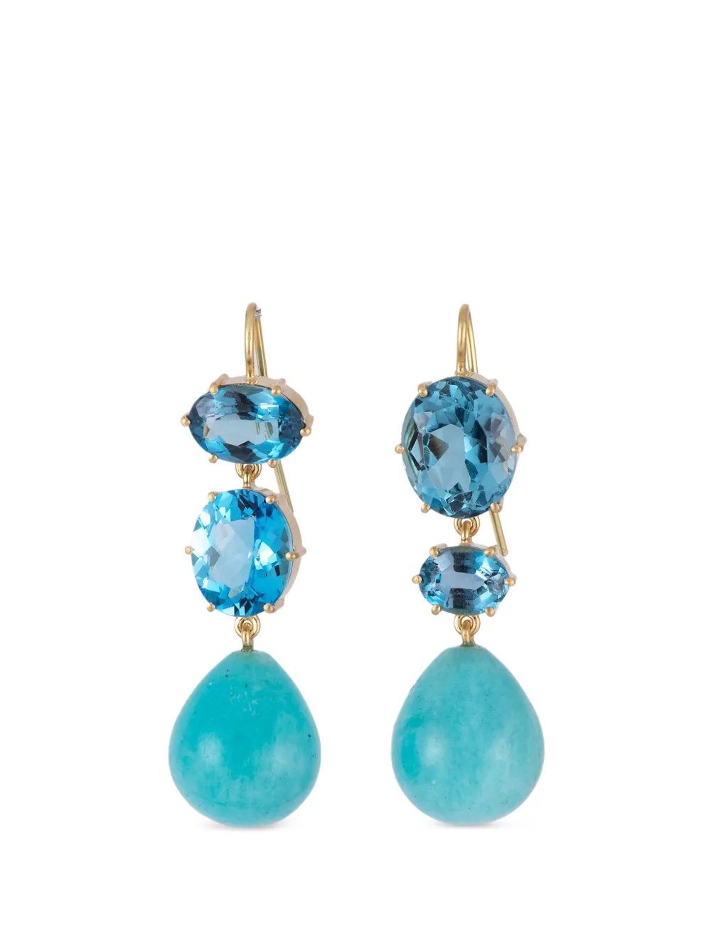 Sylva & Cie blue topaz amazonite drop earrings - Oro