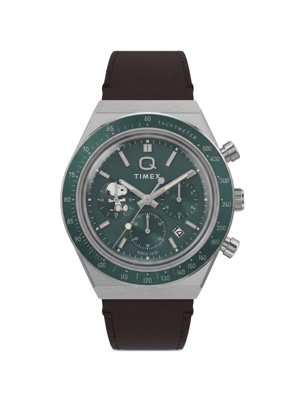 Timex X Peanuts® Q Chronograph 40mm Watch In Green