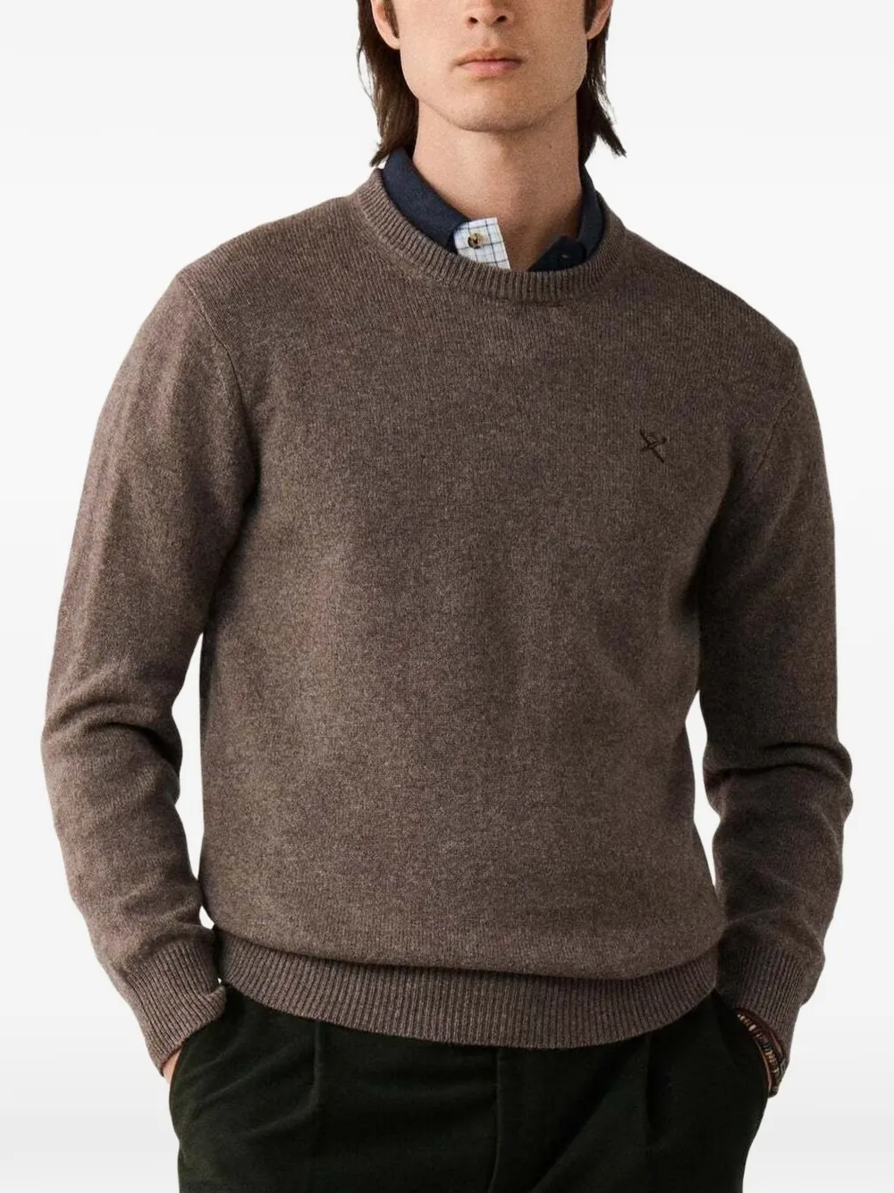 Hackett London Crew-neck Sweater In Brown