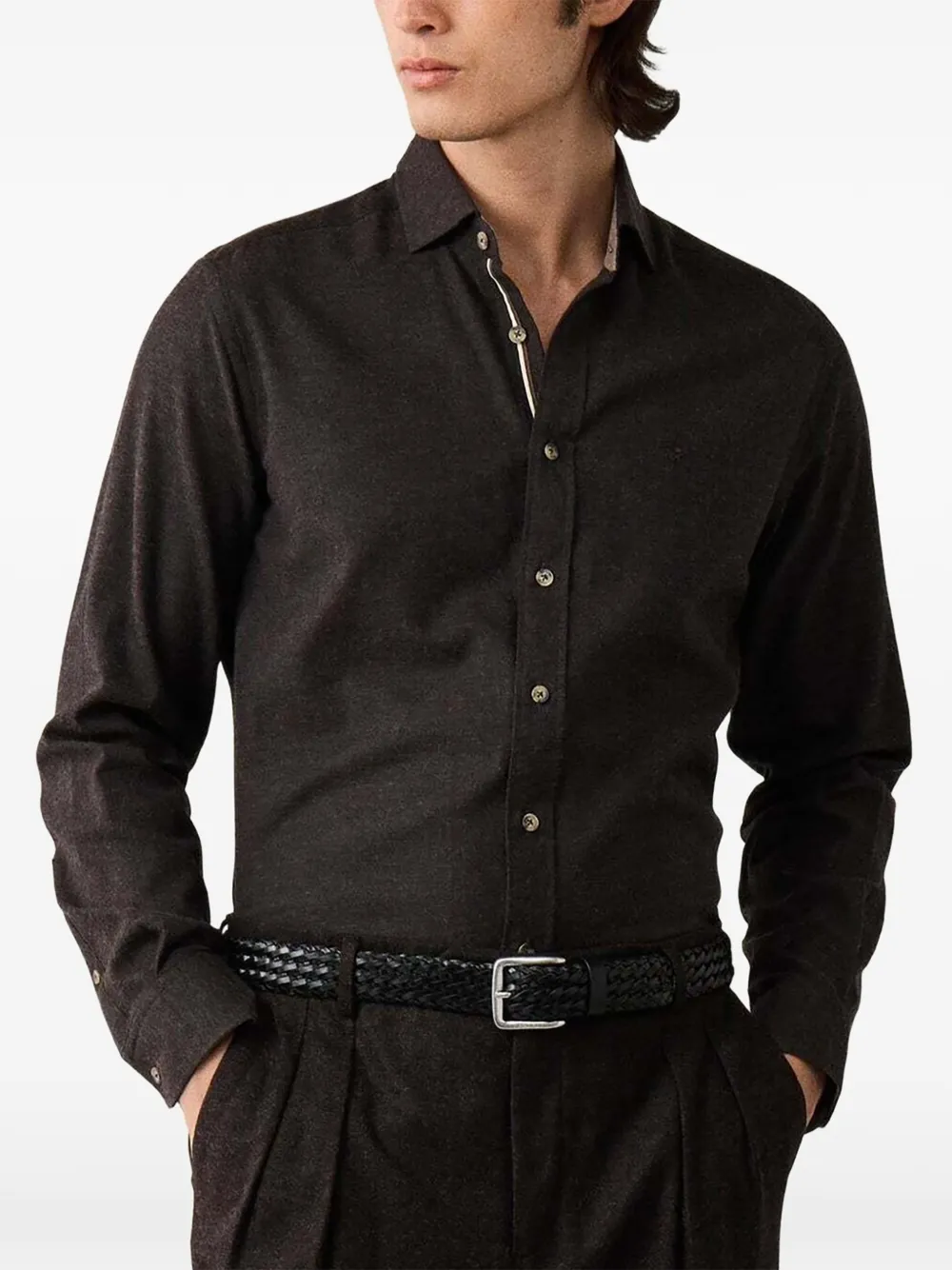 Hackett London Overhemd met lange mouwen Bruin