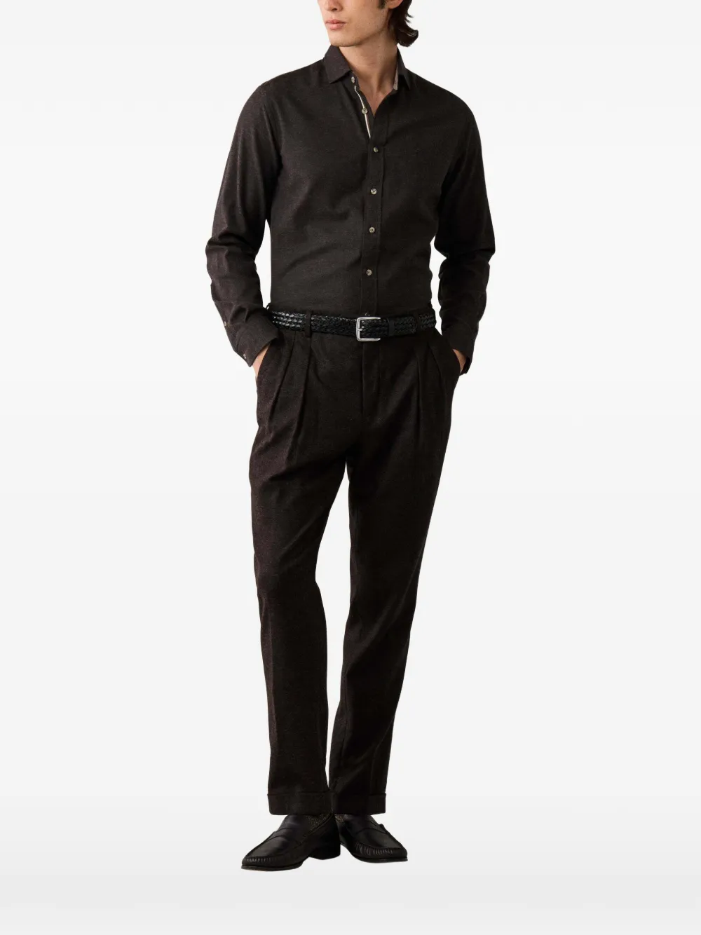 Hackett London Overhemd met lange mouwen Bruin