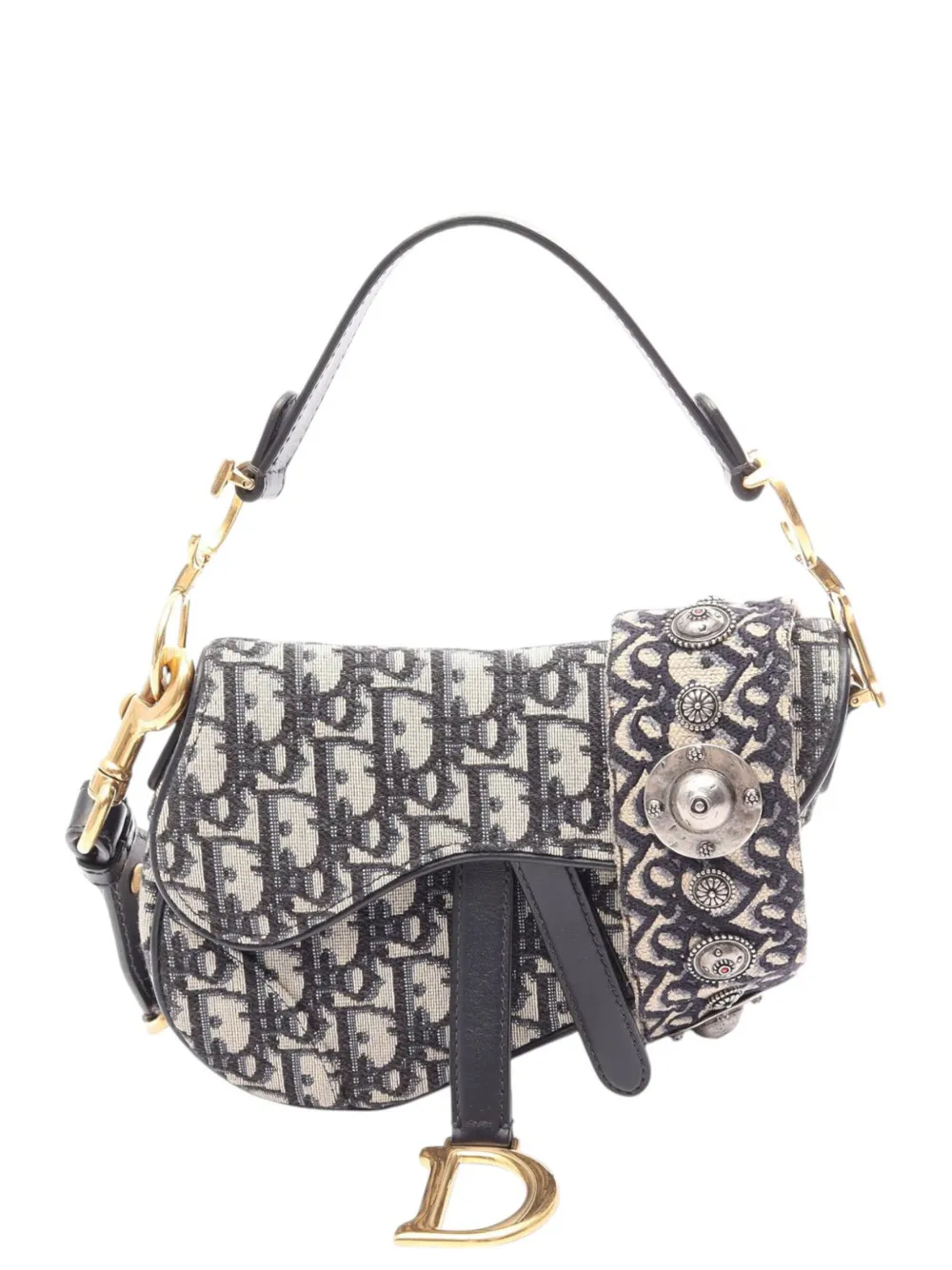 Christian Dior Pre-Owned 2000-2026 Mini Oblique Canvas Saddle Bag satchel - Blu