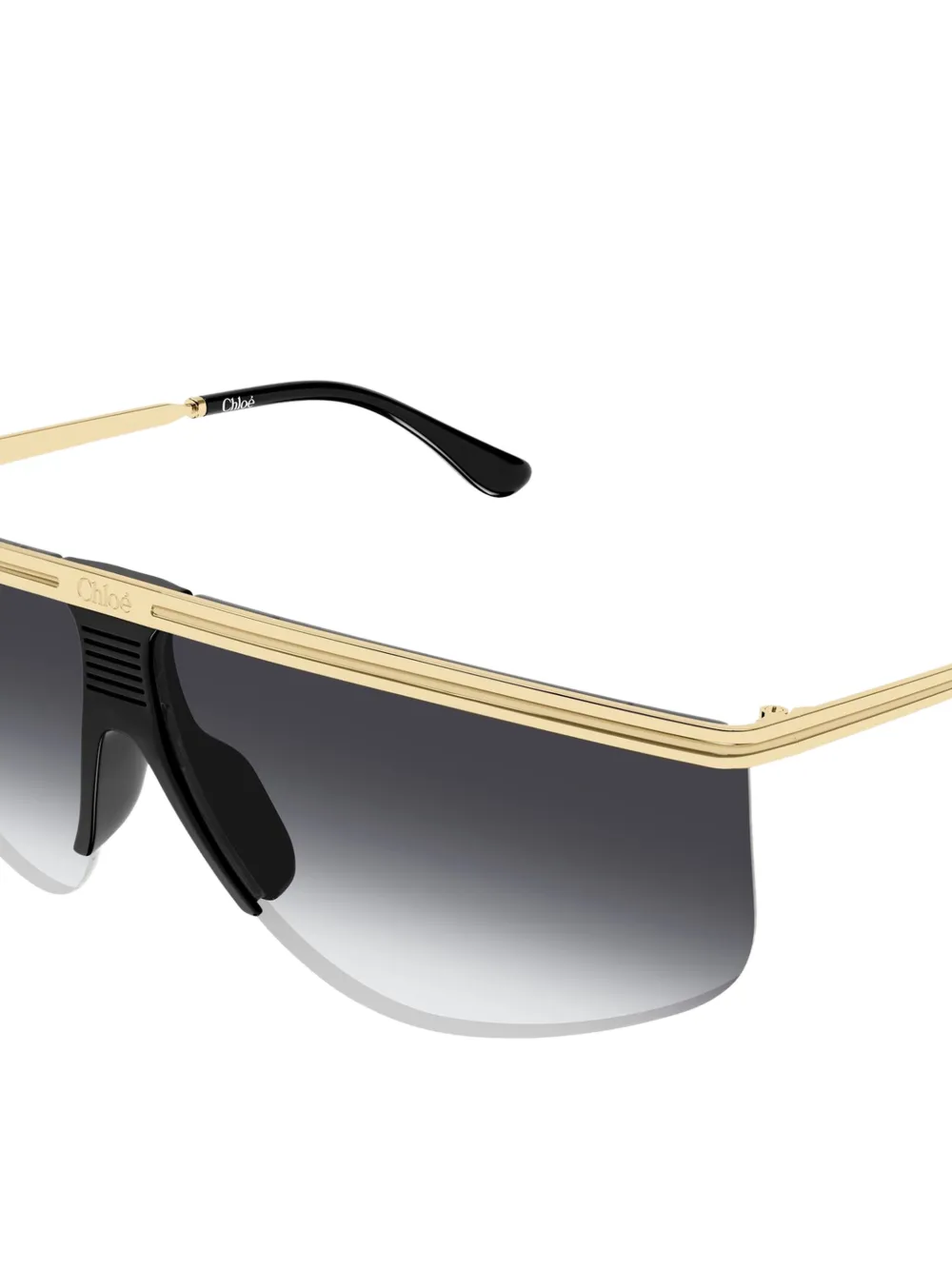 Chloé Eyewear Zonnebril met pilotenmontuur en shield-design Goud