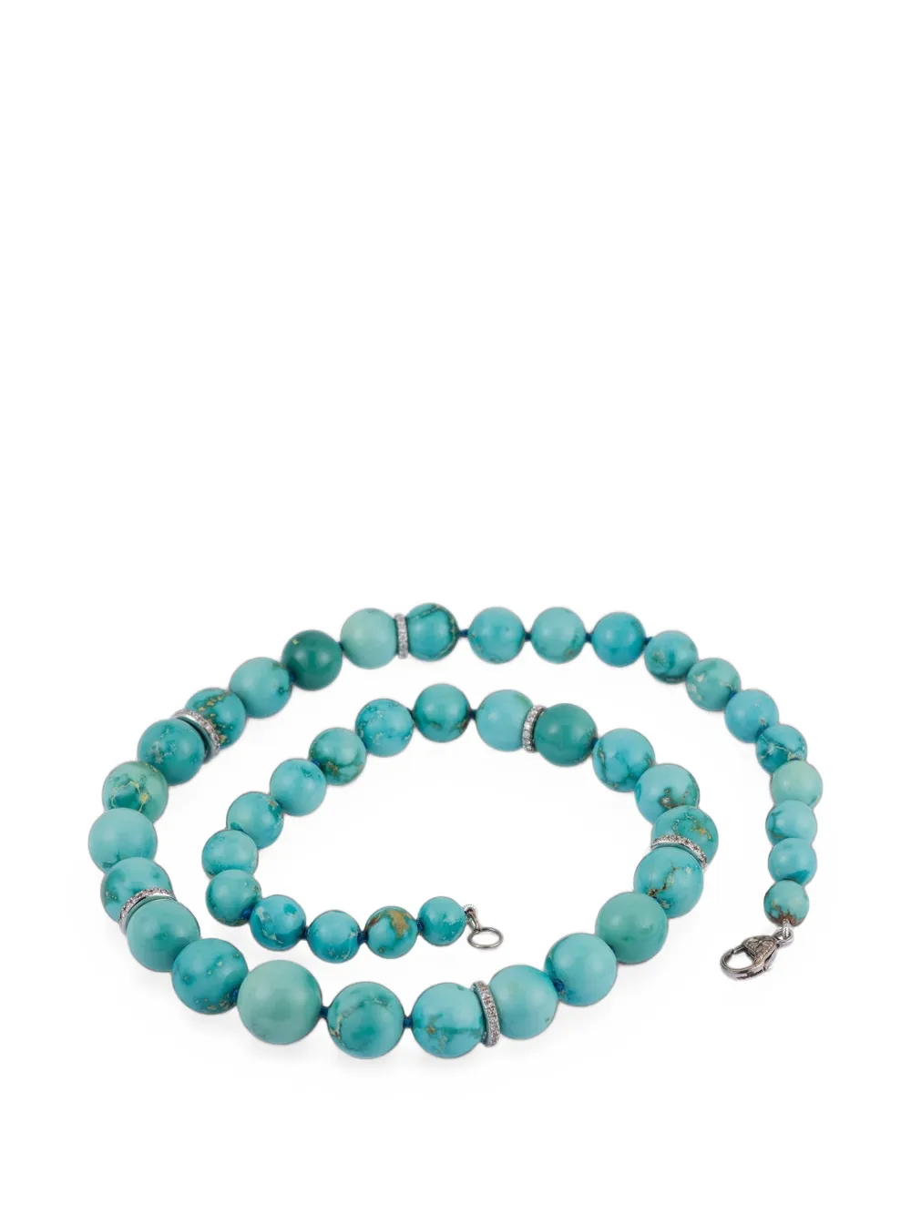 Sylva & Cie Turquoise And Diamond Beaded Necklace In Multi