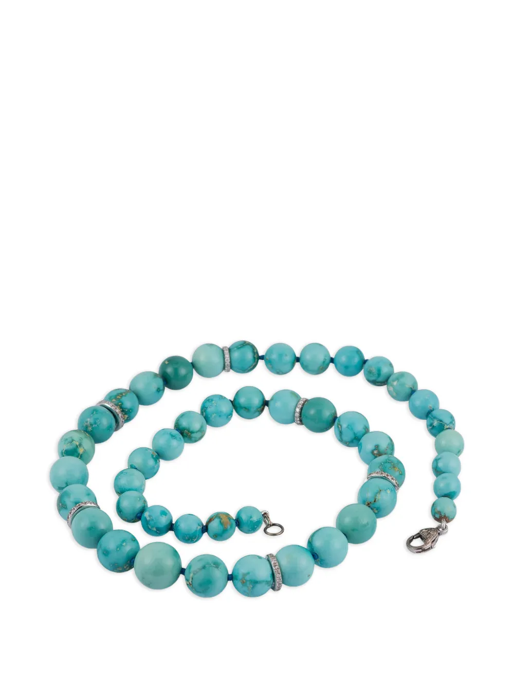 Sylva & Cie turquoise and diamond beaded necklace