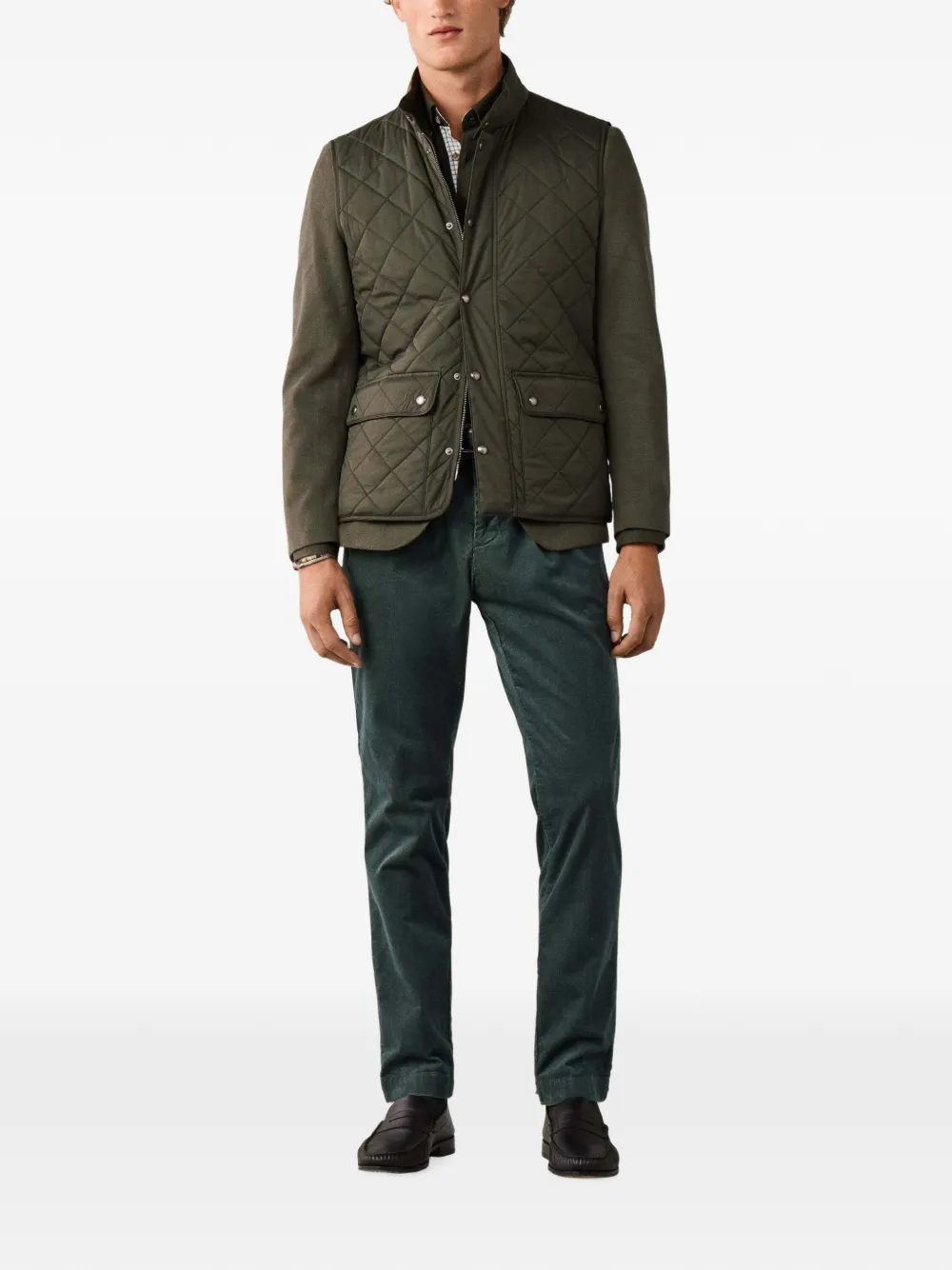 Hackett London Kinloch gewatteerde bodywarmer met diamant Groen