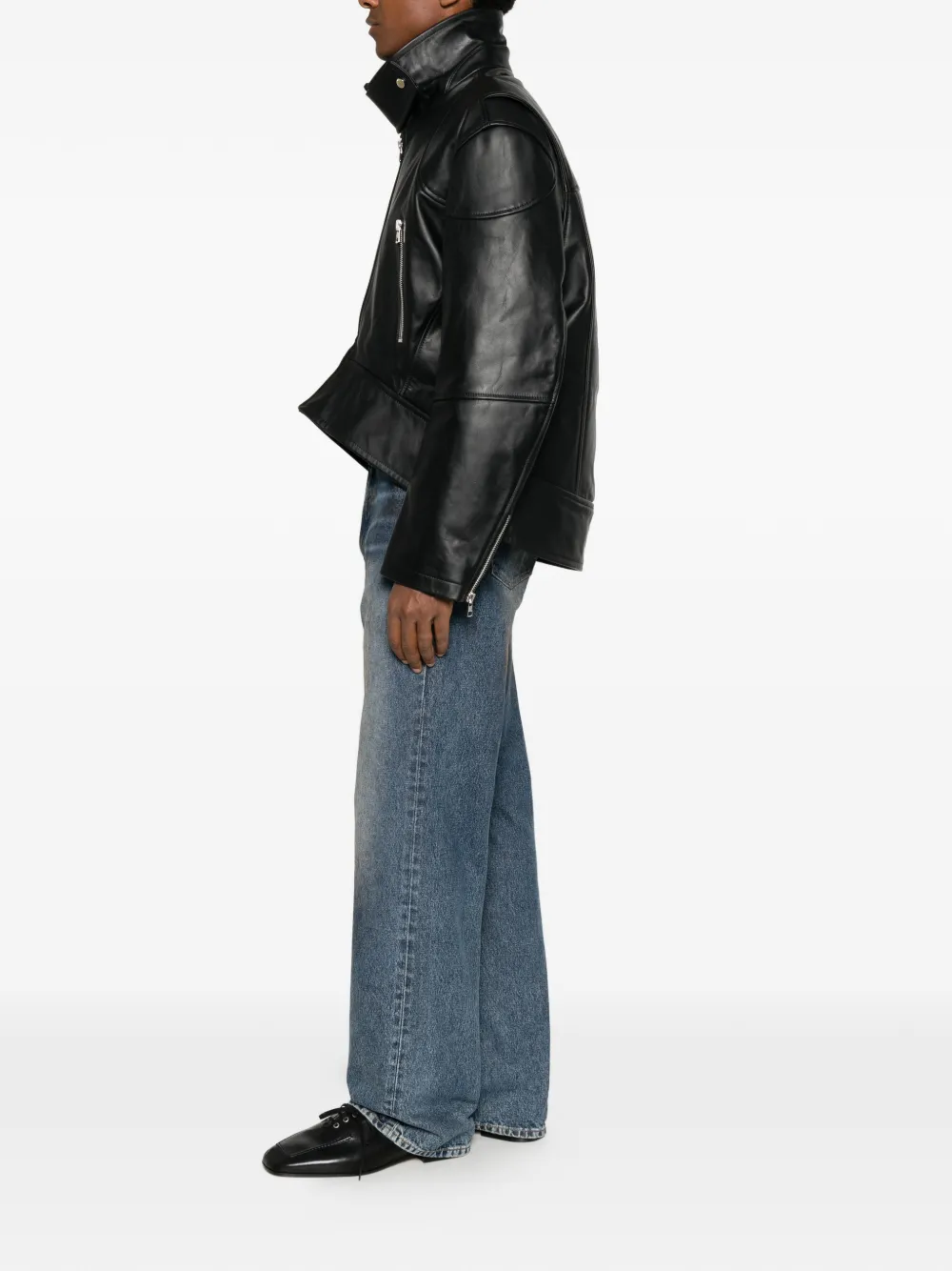 JW Anderson curved-hem cropped jacket Zwart