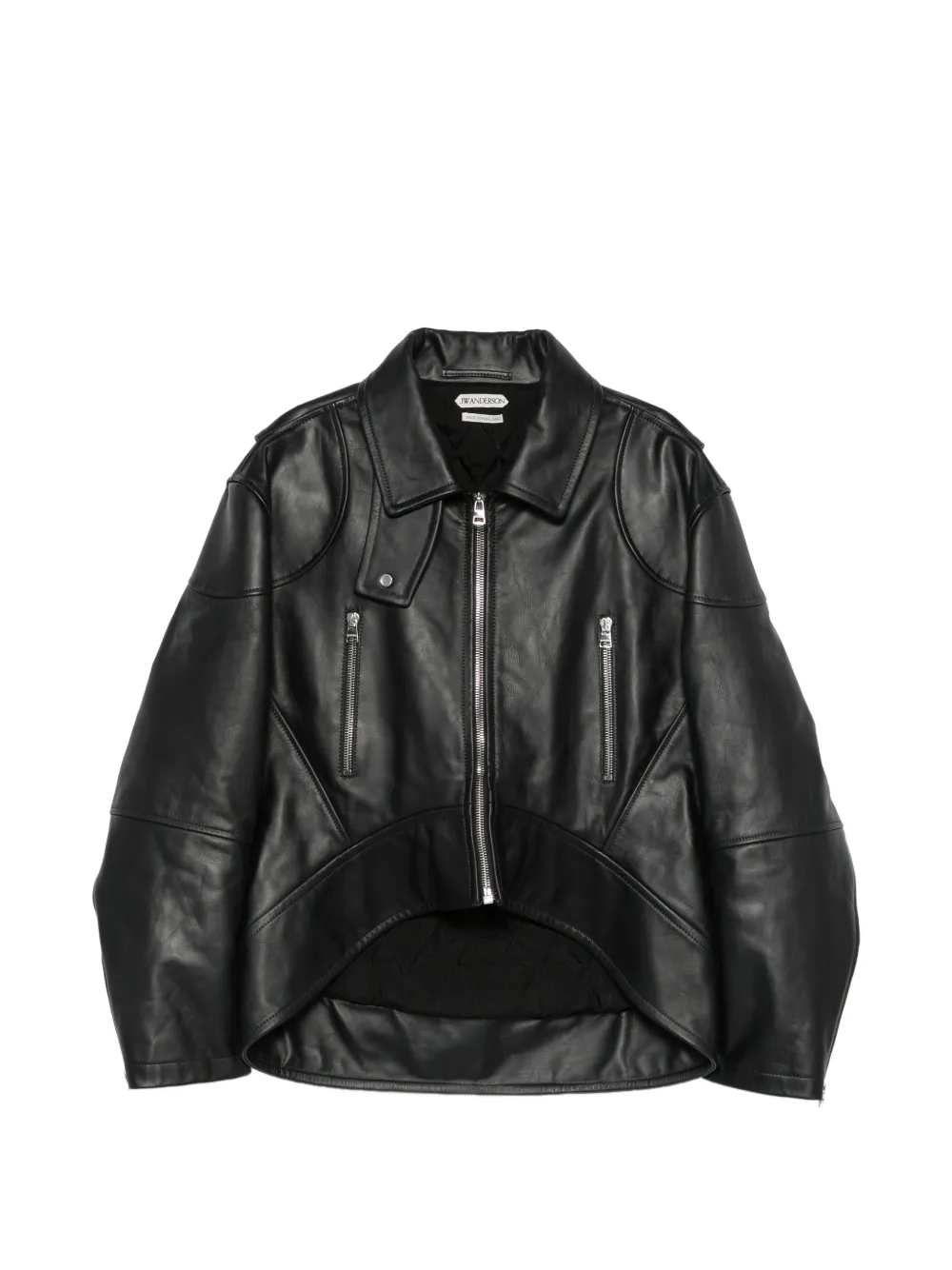 JW Anderson curved-hem cropped jacket - Schwarz