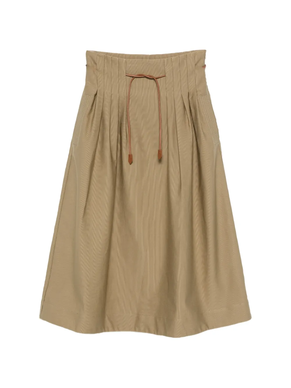 Max Mara Faltenrock aus Baumwoll-Ottoman in Khaki - Nude