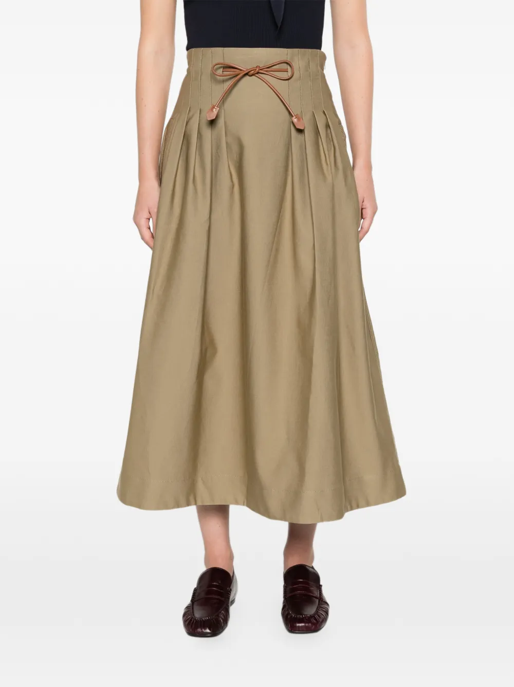 Max Mara Ottoman katoenen plooirok Beige