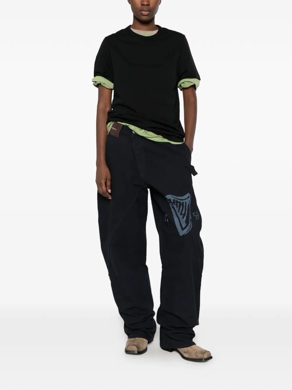 JW Anderson embroidered-Anchor T-shirt Zwart
