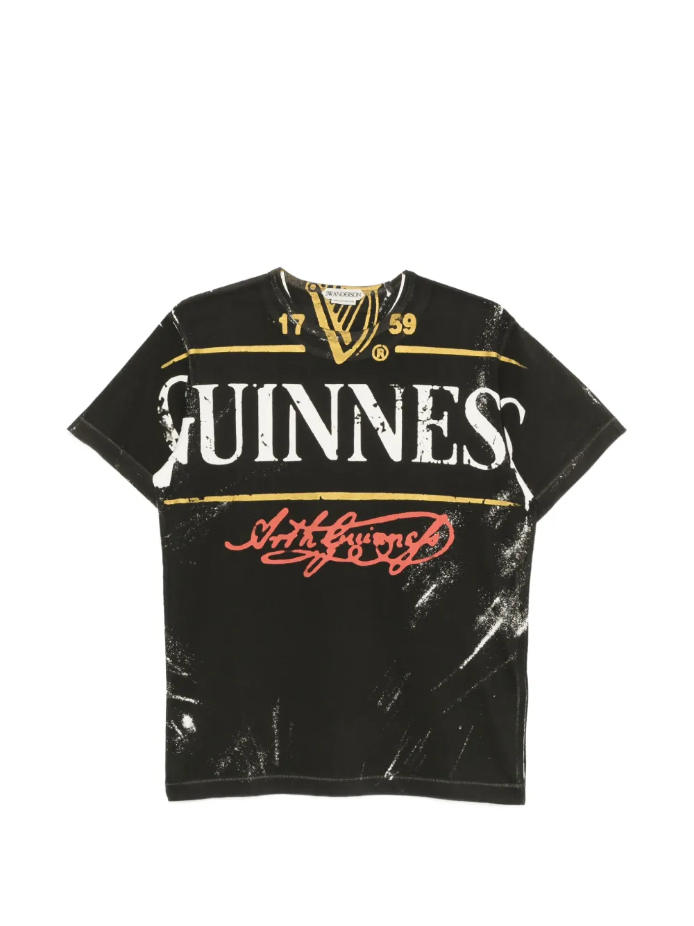JW Anderson x Guinness bottle-top print T-shirt in black Zwart