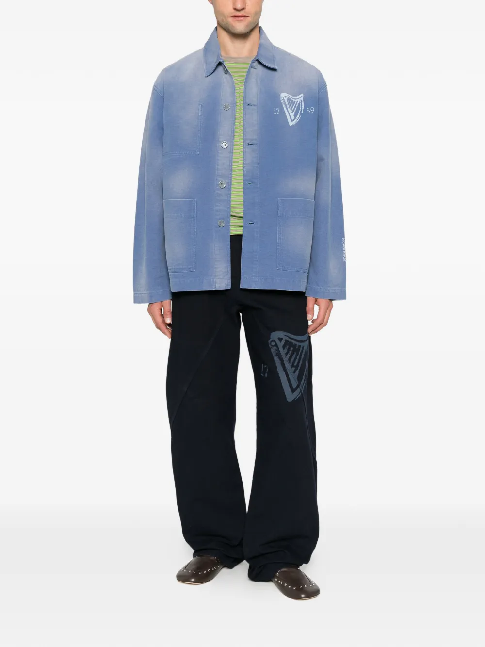 JW Anderson Guinness appliqué workwear jacket Blauw