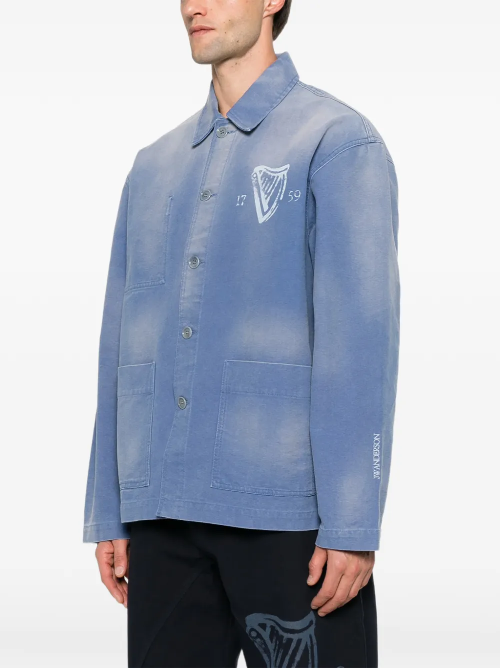JW Anderson Guinness appliqué workwear jacket Blauw