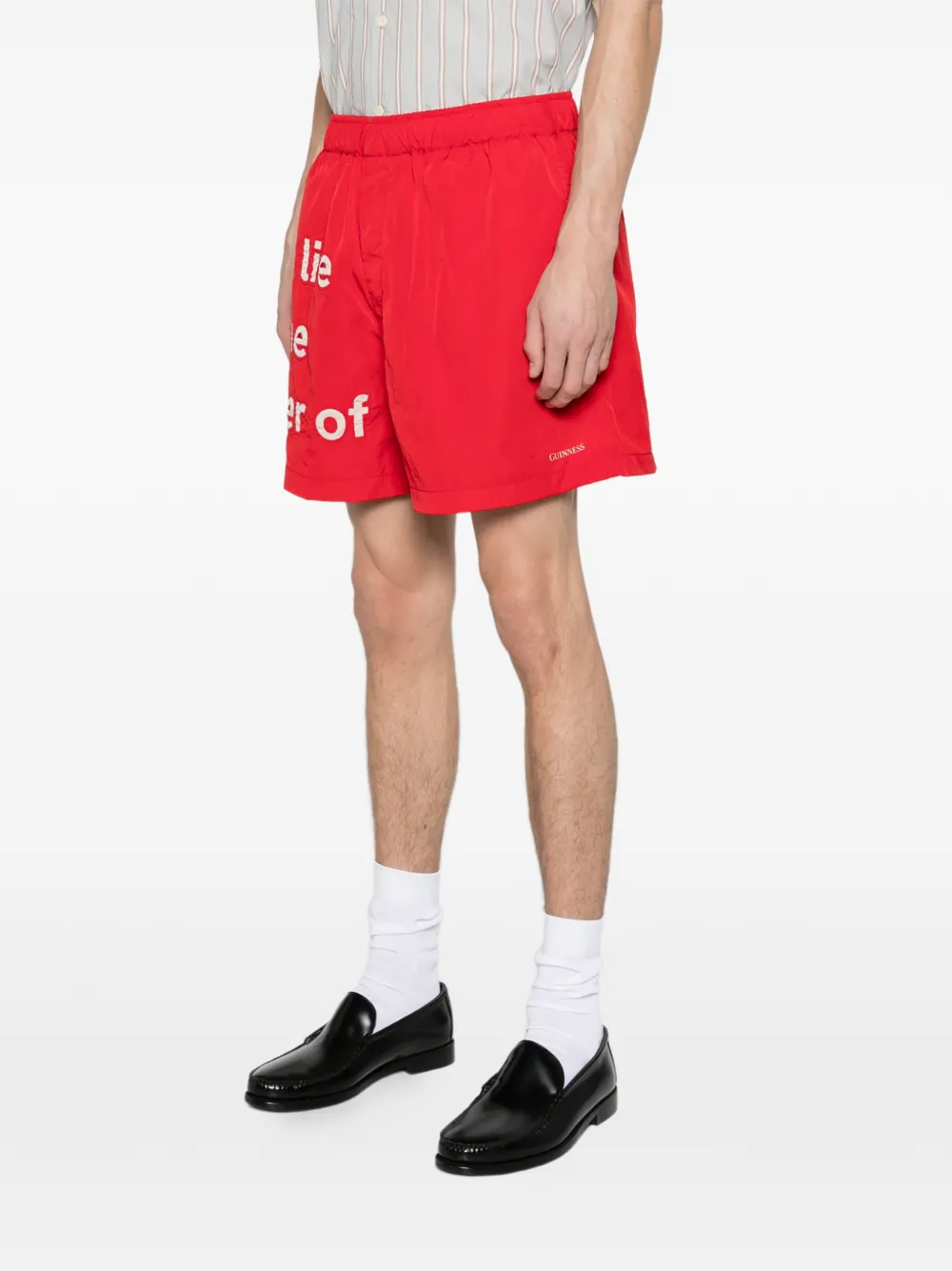 JW Anderson x Guinness slogan track shorts in red Rood