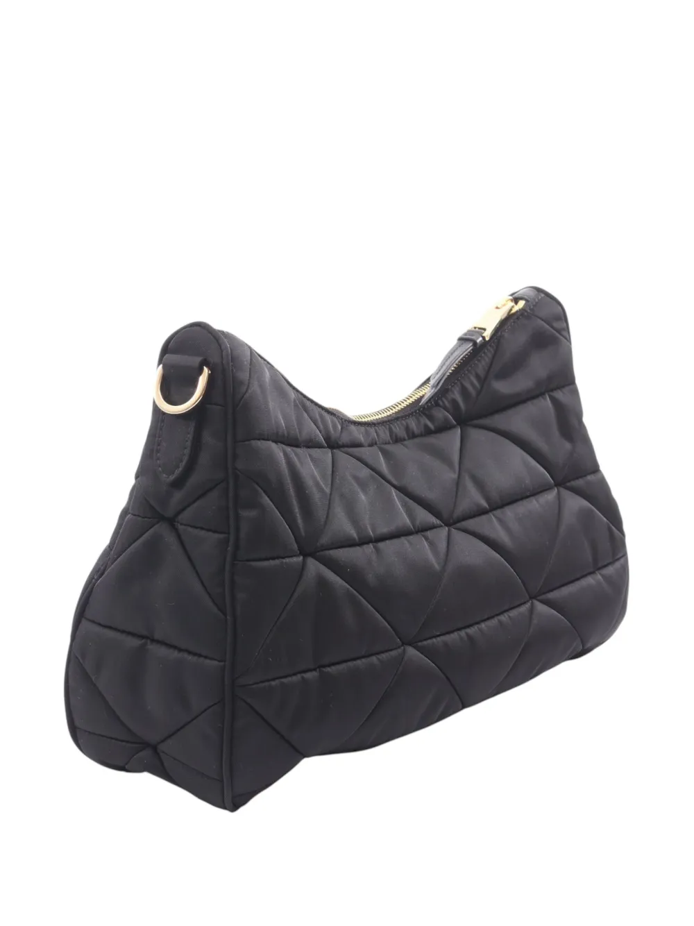 Prada Pre-Owned 2013-2026 grote Re Nylon gewatteerde crossbodytas Zwart