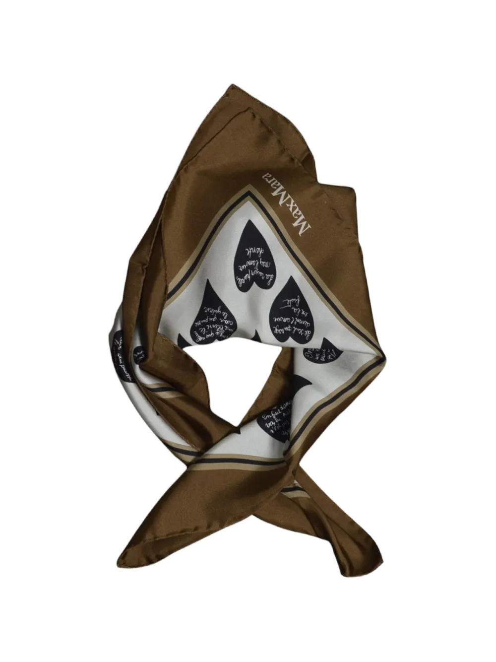 Max Mara heart-print silk scarf - Marrone