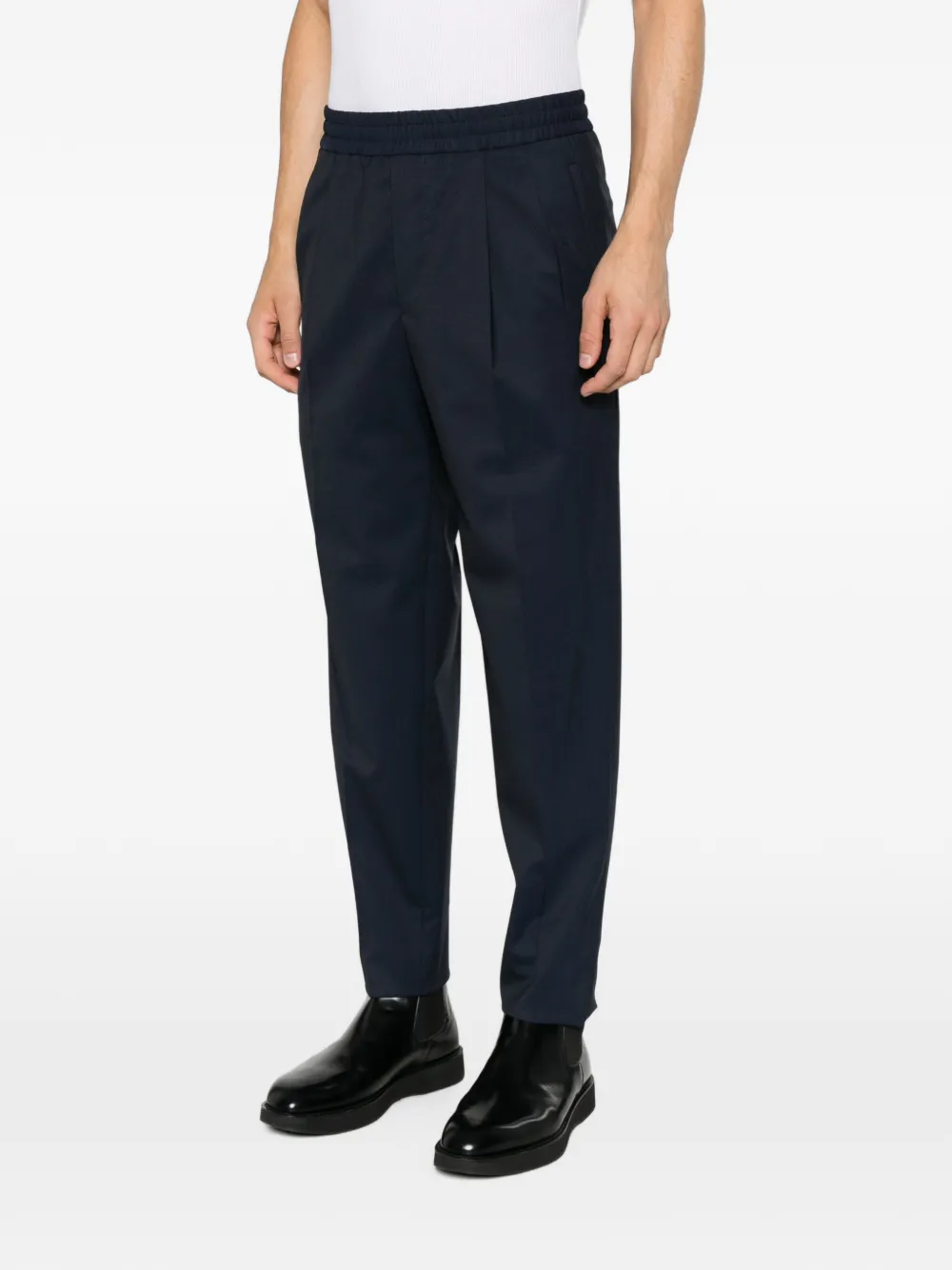 Zegna Plooibroek met elastische tailleband Blauw