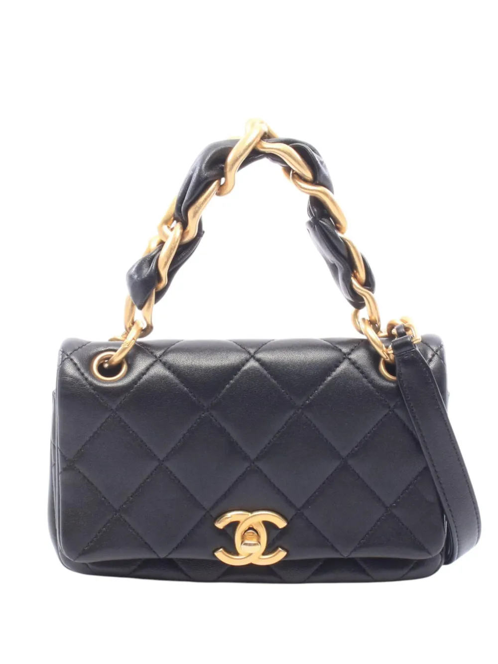 CHANEL Pre-Owned 2021 Small Quilted Lambskin Chain is More Flap satchel - Nero