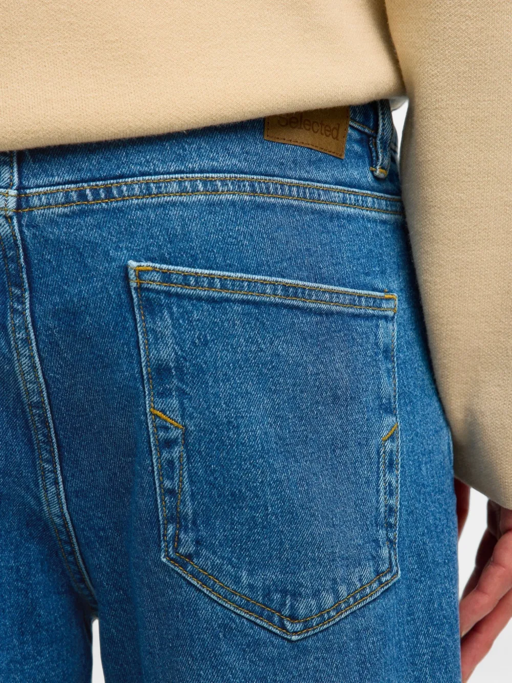 SELECTED 220 ruimvallende jeans Blauw