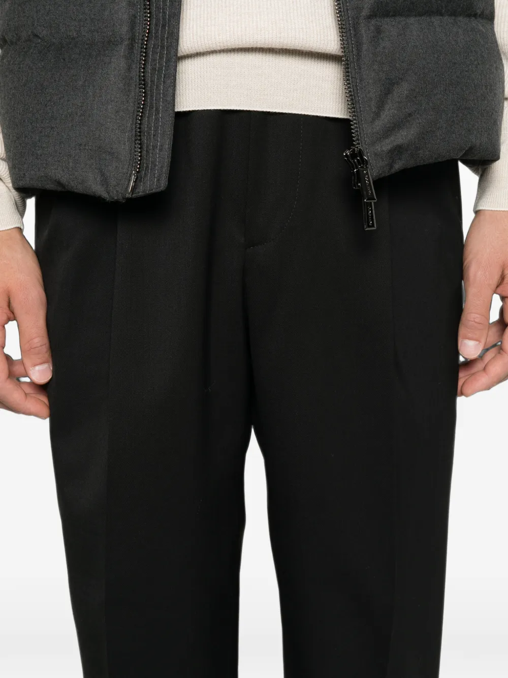 Zegna Plooibroek met elastische tailleband Zwart