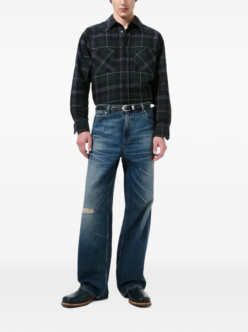OUR LEGACY Vast Cut gerafelde jeans Blauw