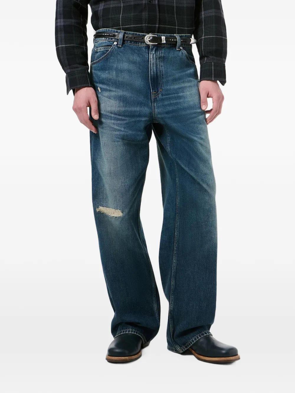 OUR LEGACY Vast Cut gerafelde jeans Blauw