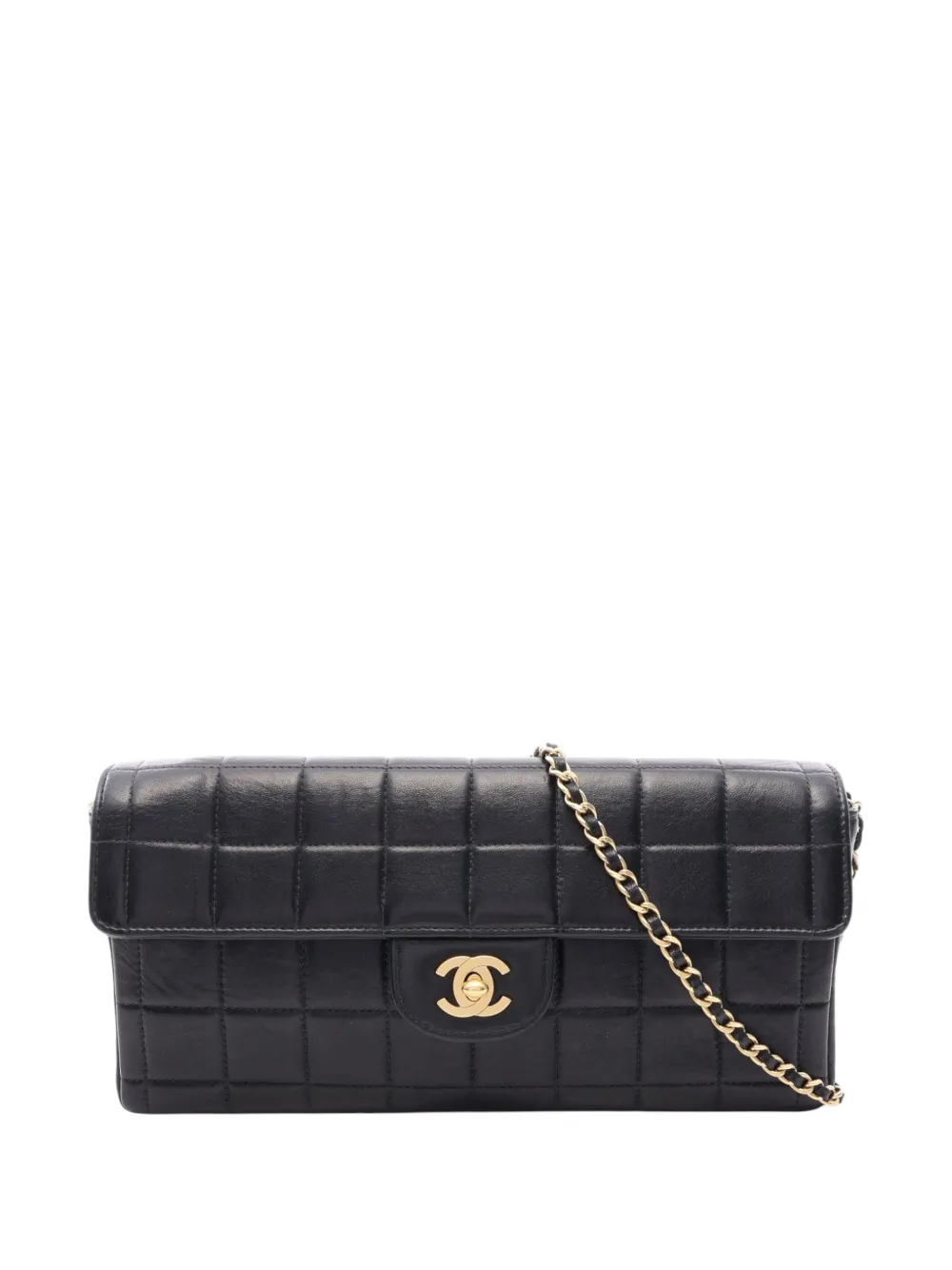 CHANEL Pre-Owned Borsa a spalla CC Choco Bar East West in pelle di agnello con battente 2000-2002 - Nero