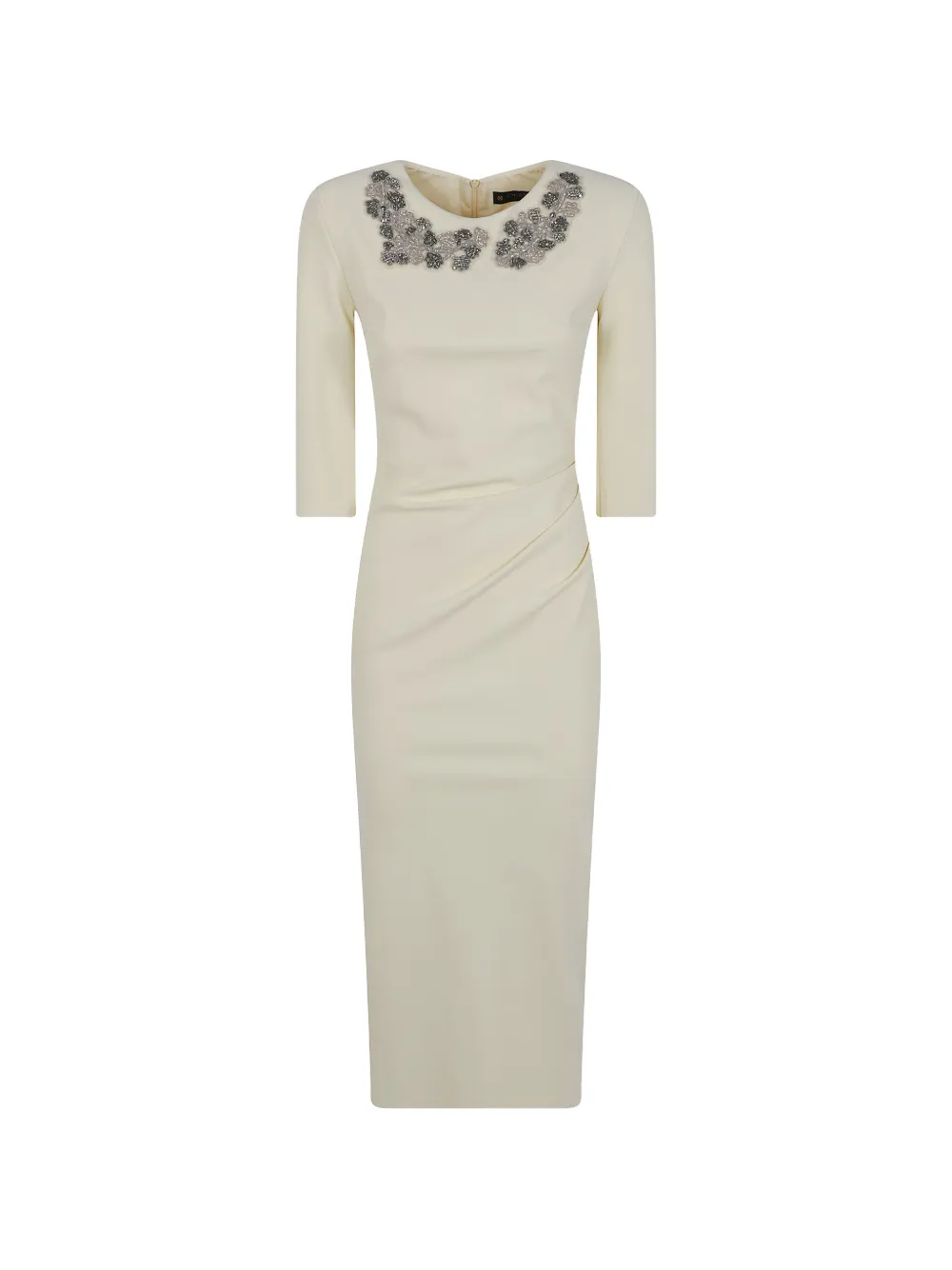 Chiara Boni La Petite Robe Beaded Ruched Midi Dress In Neutrals