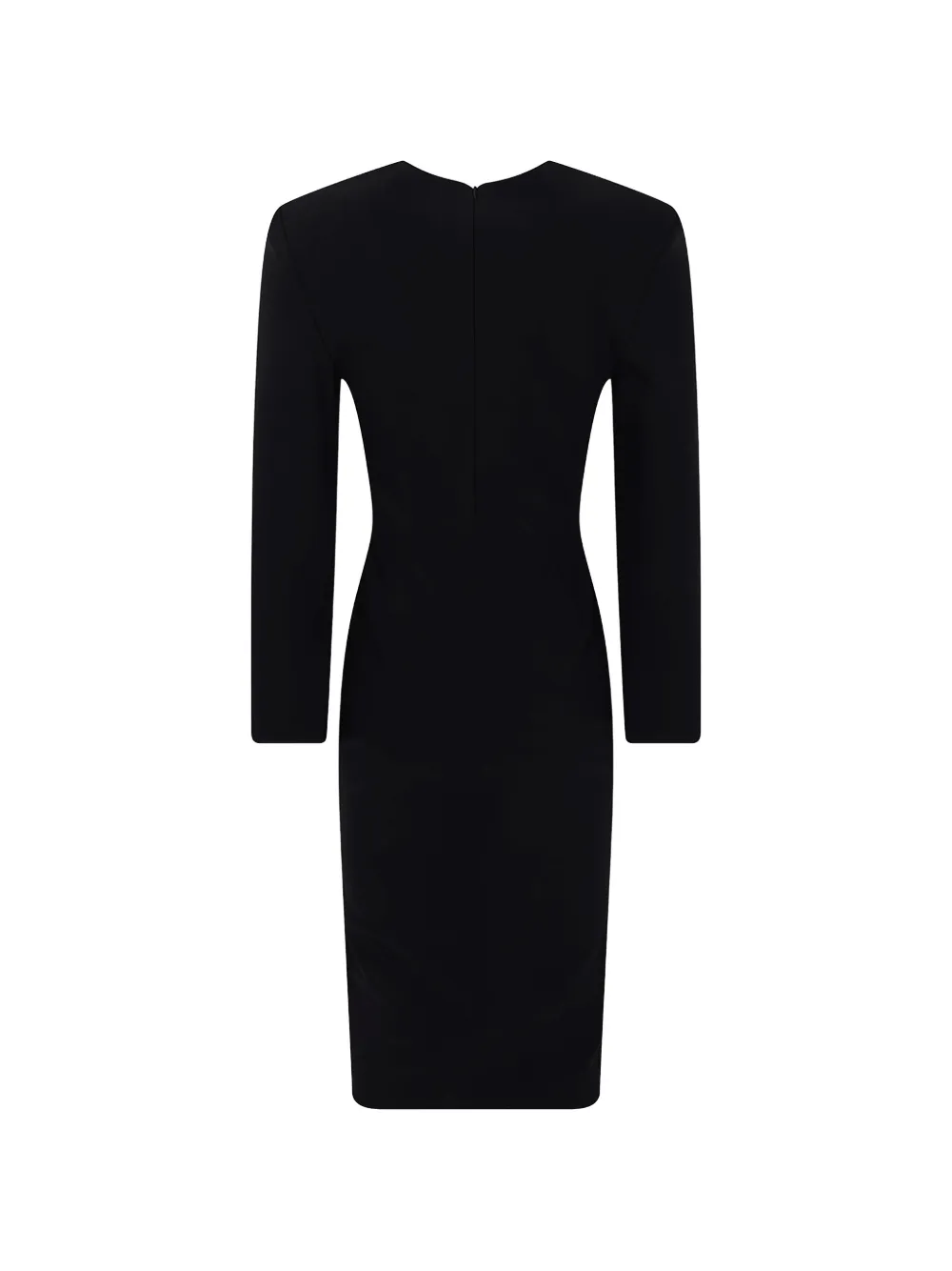 CHIARA BONI La Petite Robe Midi-jurk met vierkante hals en lange mouwen Zwart