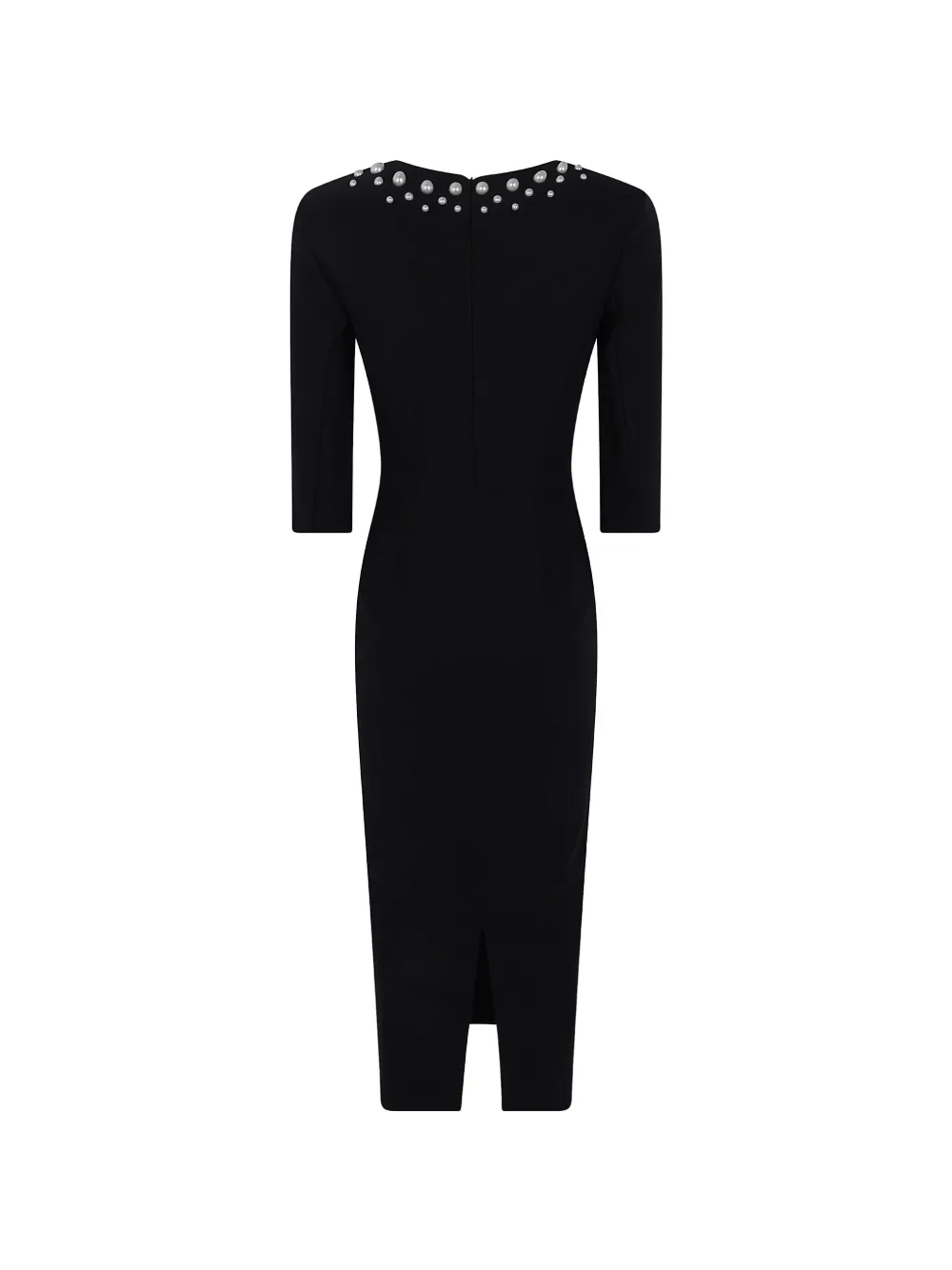 CHIARA BONI La Petite Robe Gesmockte midi-jurk verfraaid met imitatieparels Zwart