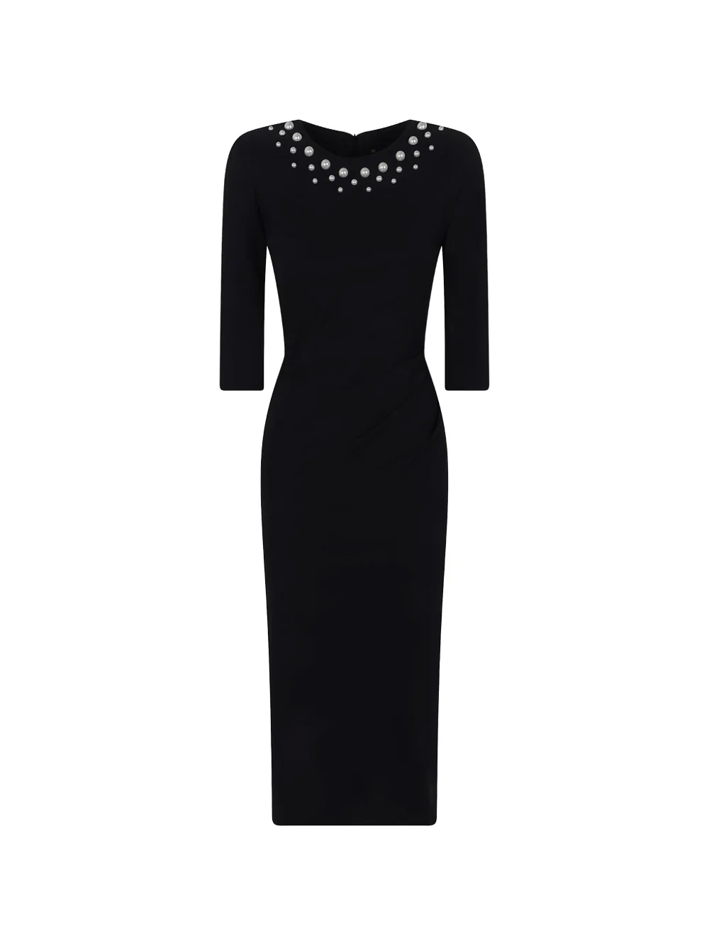 Chiara Boni La Petite Robe Faux-pearl Embellished Ruched Midi Dress In Black