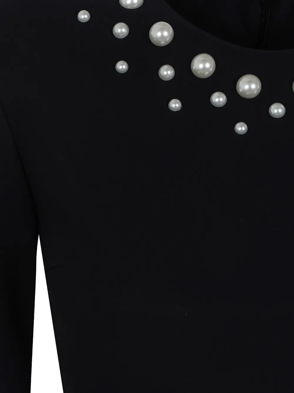 CHIARA BONI La Petite Robe Gesmockte midi-jurk verfraaid met imitatieparels Zwart