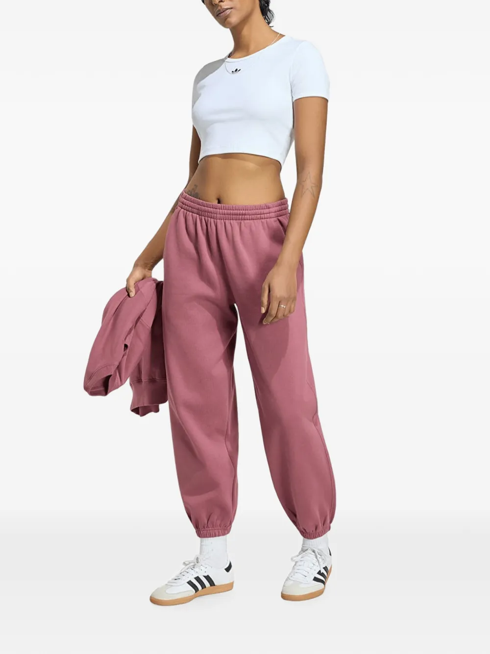 adidas logo-embroidered elasticated track pants Roze