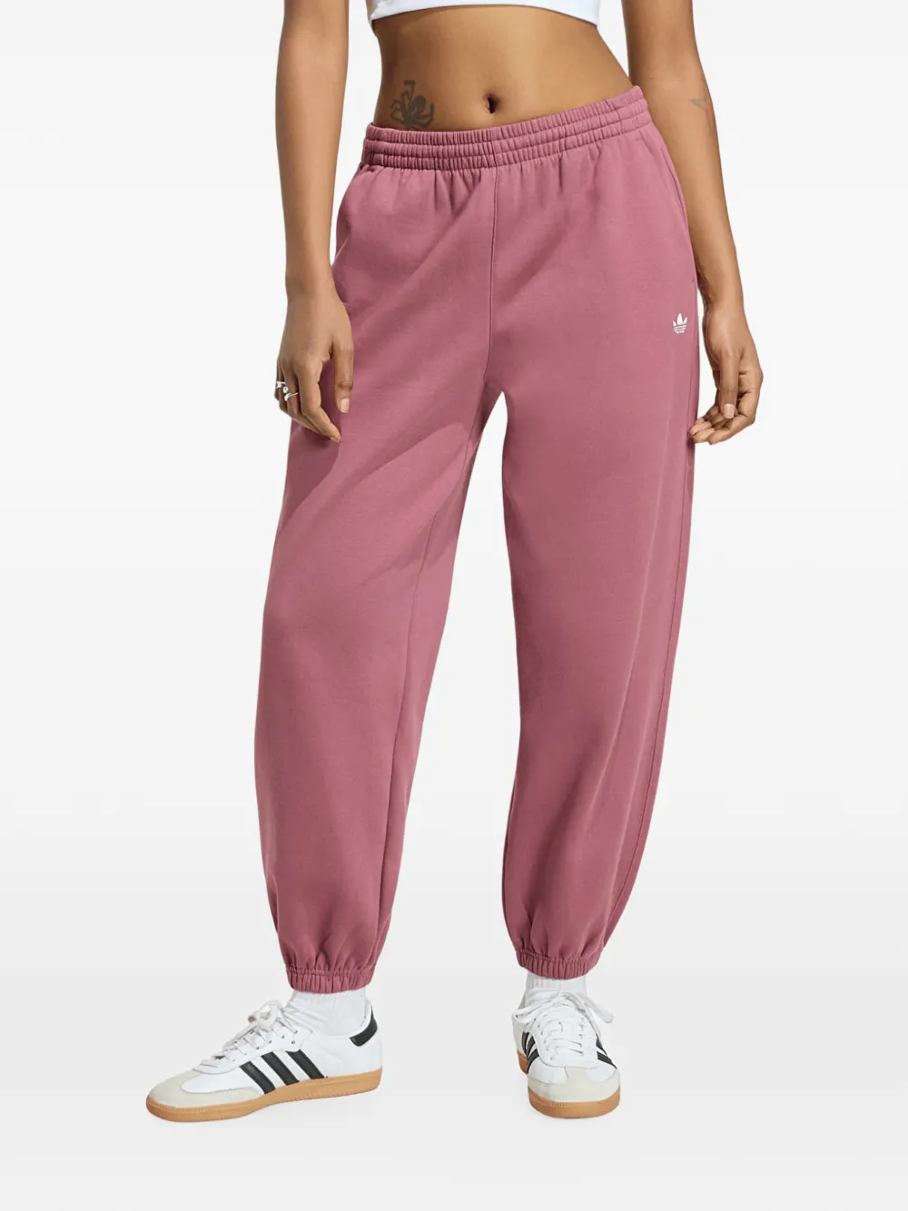 adidas logo-embroidered elasticated track pants Roze