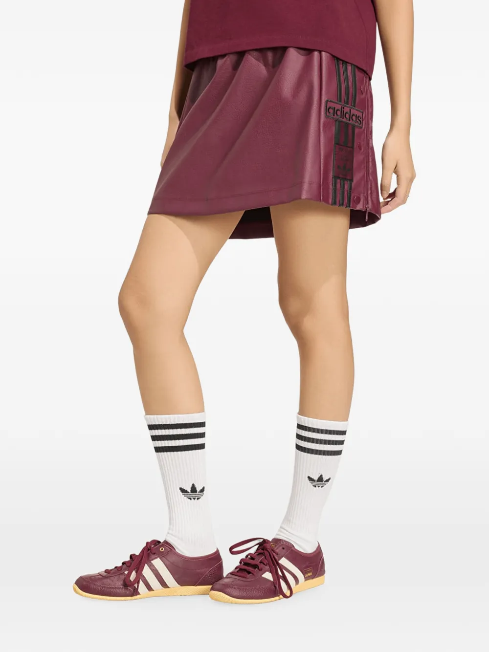 adidas logo-patch side-stripe mini skirt Rood