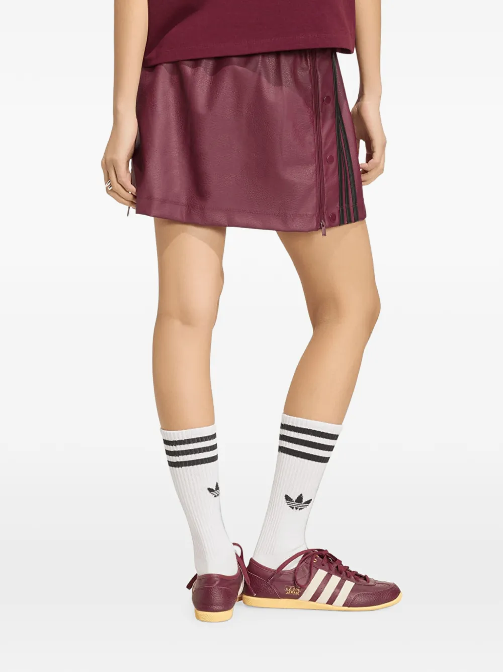 adidas logo-patch side-stripe mini skirt Rood