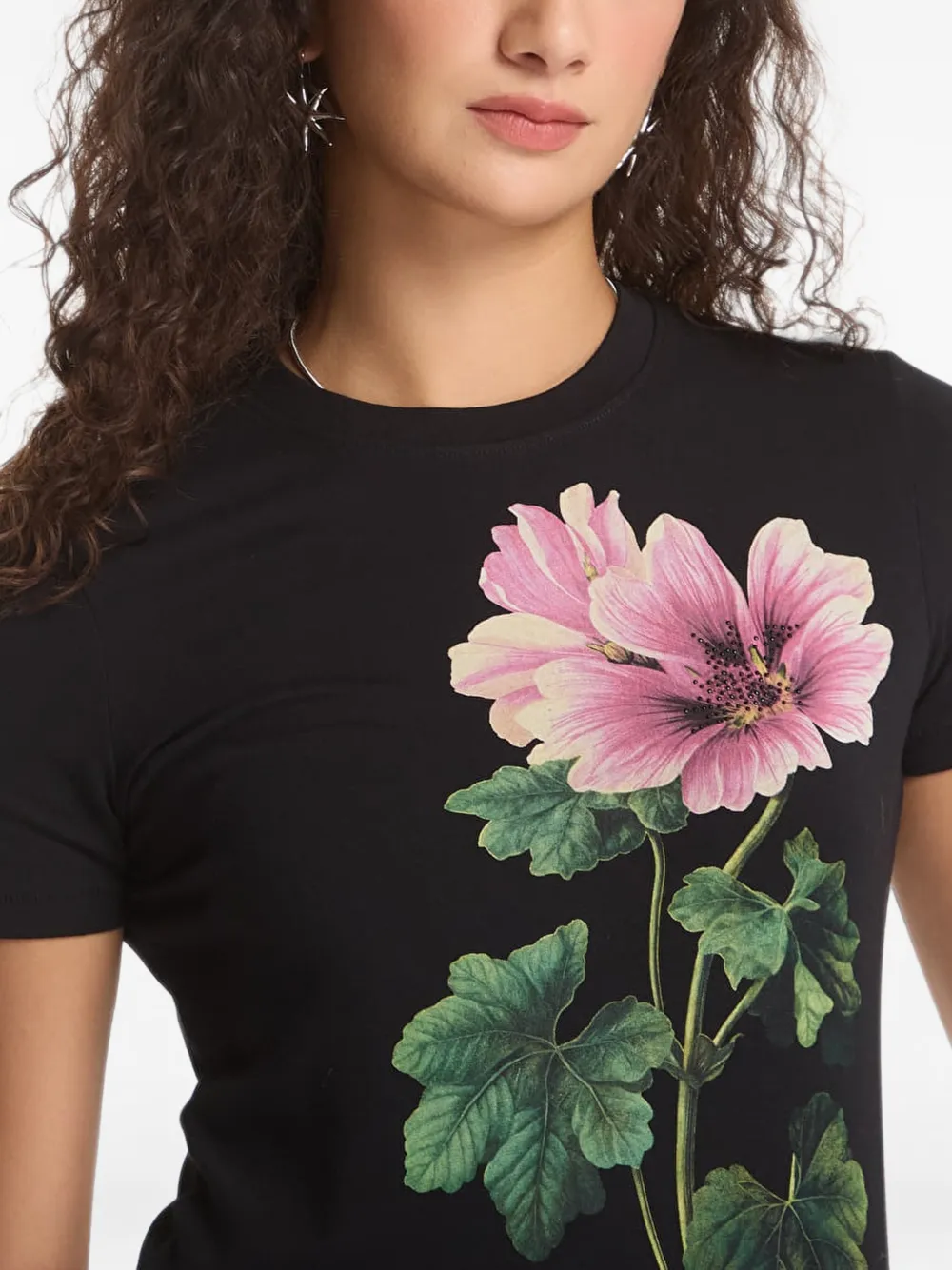 Desigual T-shirt met bloemenprint Zwart