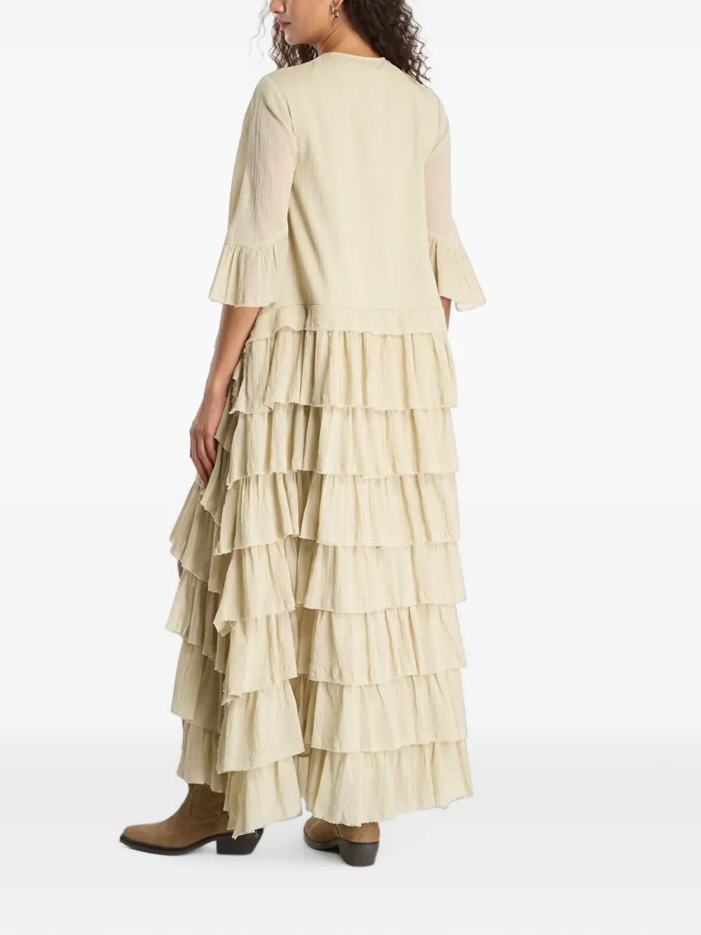 AllSaints Cavarly asymmetrische jurk met ruches Groen