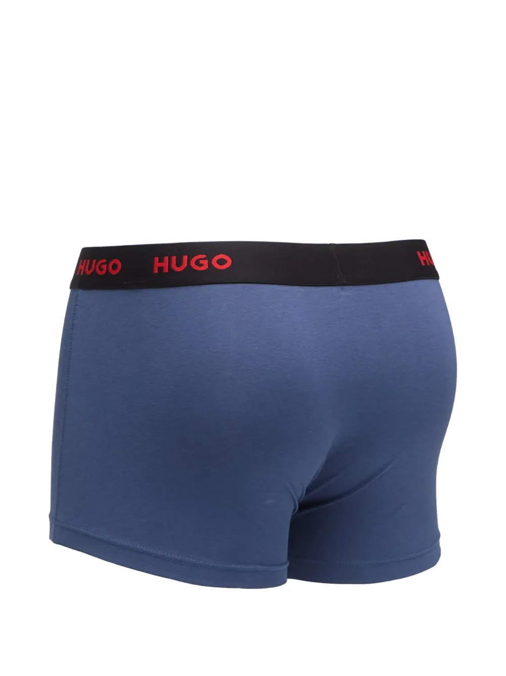 HUGO Drie stretch-katoenen boxershorts met logobanden Blauw