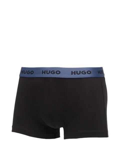 HUGO three-pack of stretch-cotton trunks with logo waistband