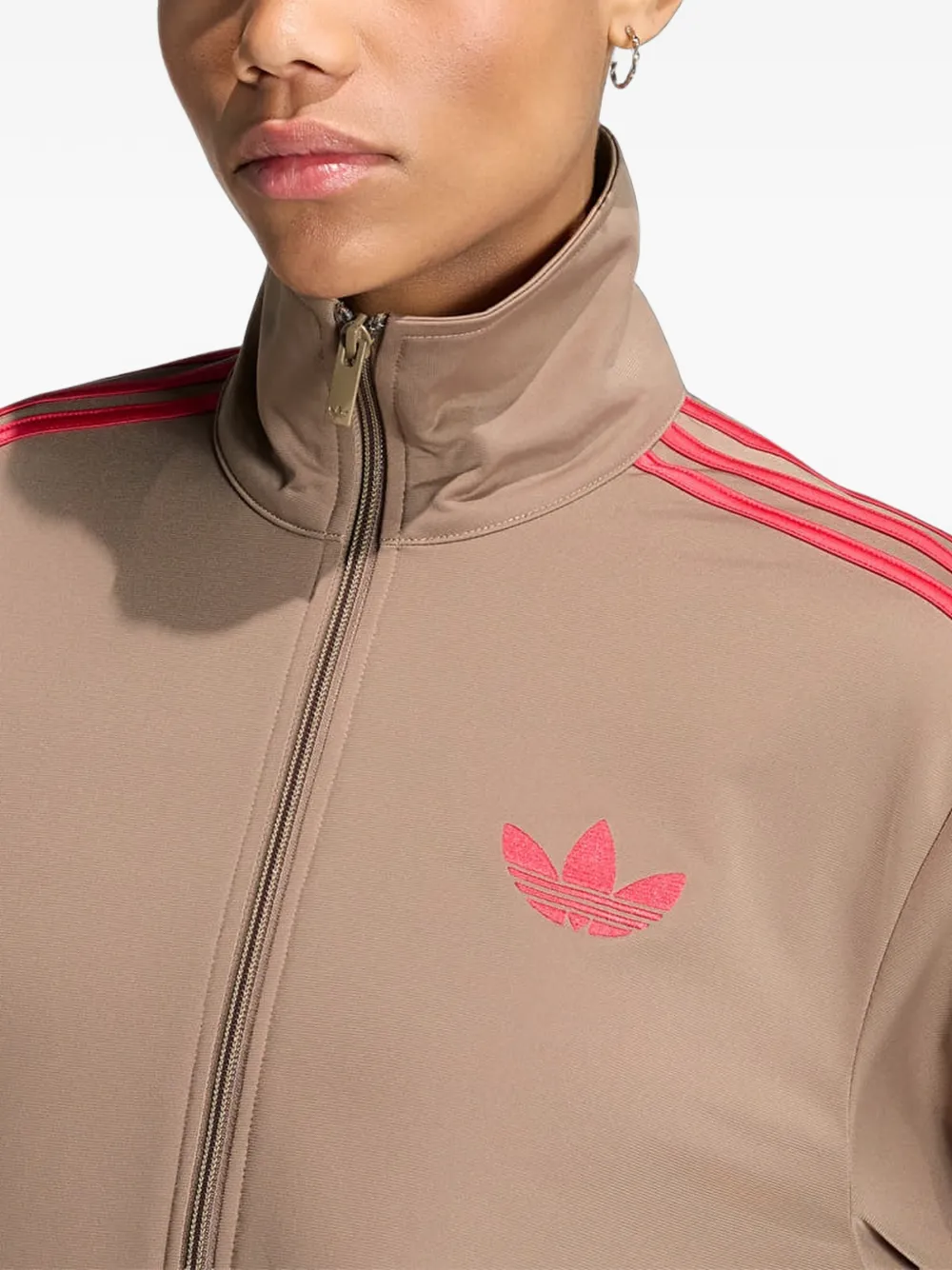 adidas logo-embroidered striped track jacket Beige