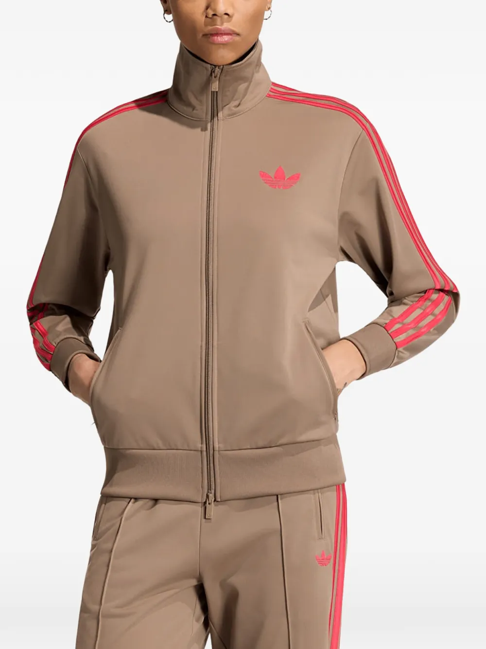Adidas logo-embroidered elasticated track pants Roze
