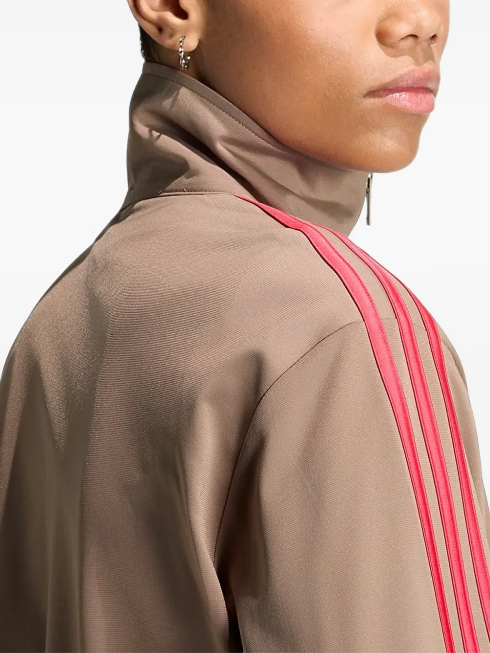 adidas logo-embroidered striped track jacket Beige