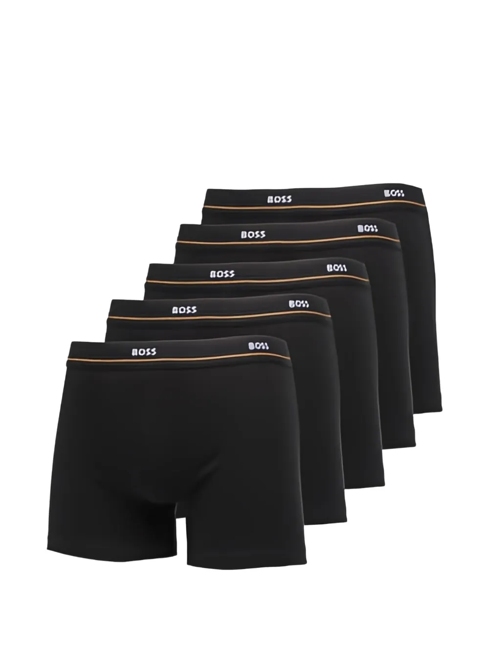 HUGO Vijf paar stretch-katoenen boxershorts met logoband Zwart