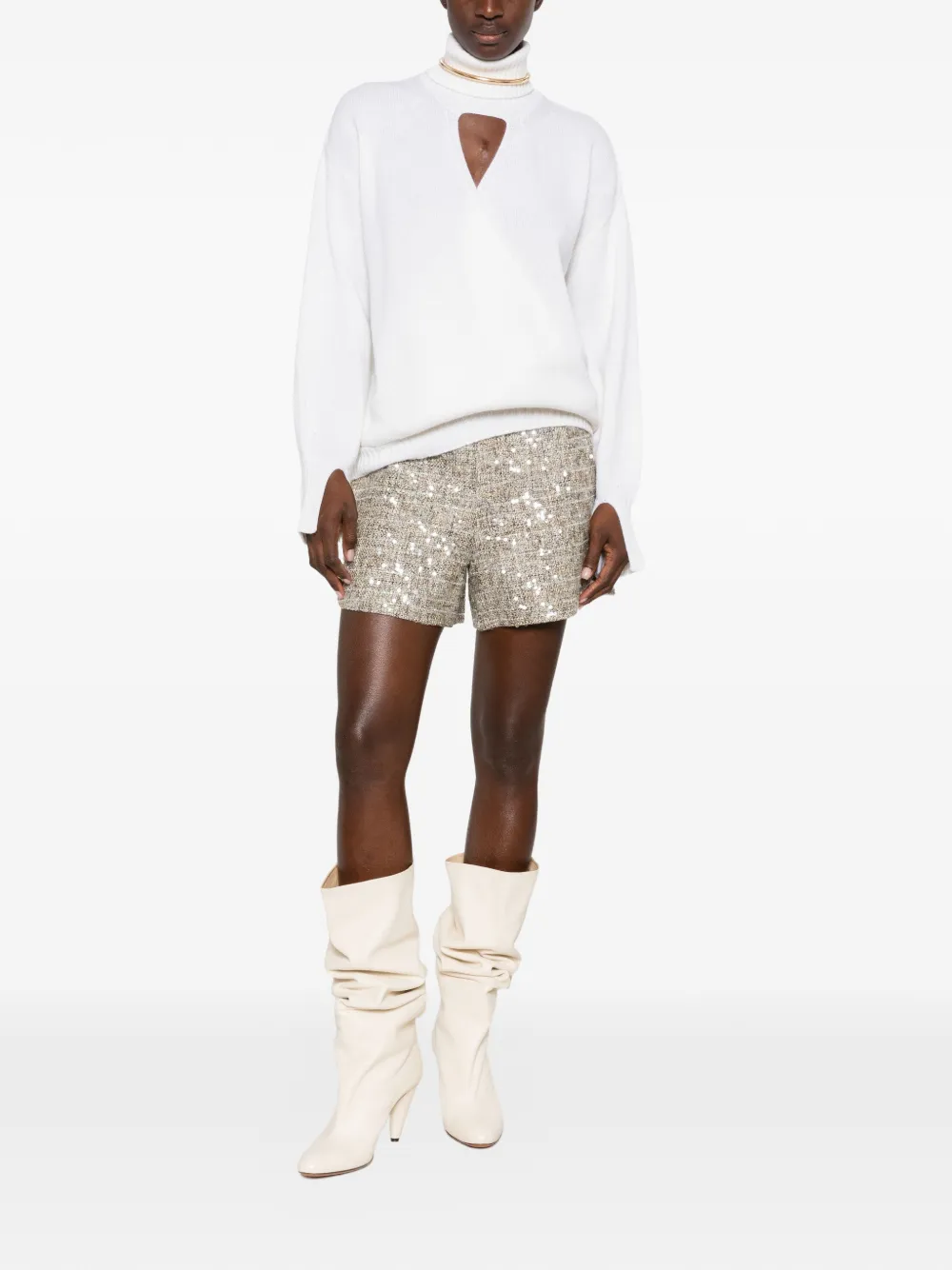 SIMONA CORSELLINI cut-out turtleneck sweater Wit