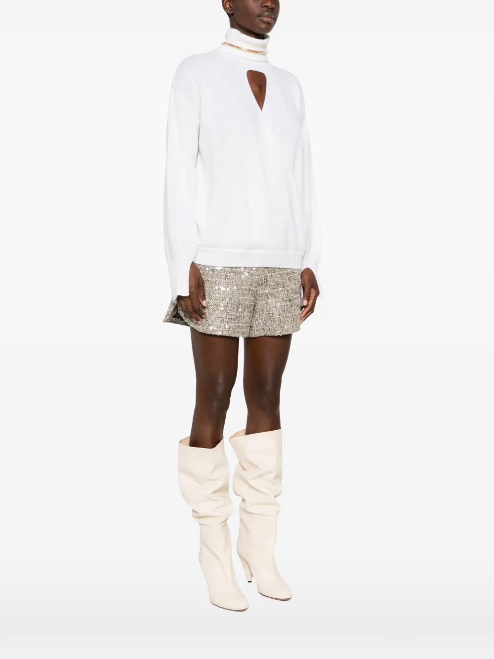 SIMONA CORSELLINI cut-out turtleneck sweater Wit
