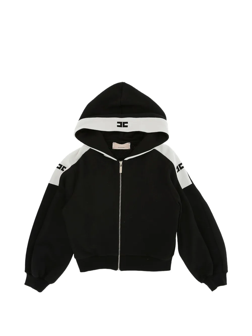 Elisabetta Franchi Kids logo-embroidered colour-block hoodie - Nero